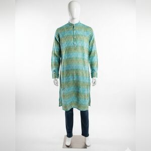 New Handmade ikkat long sleeve casual cotton kurtas for men 3xl